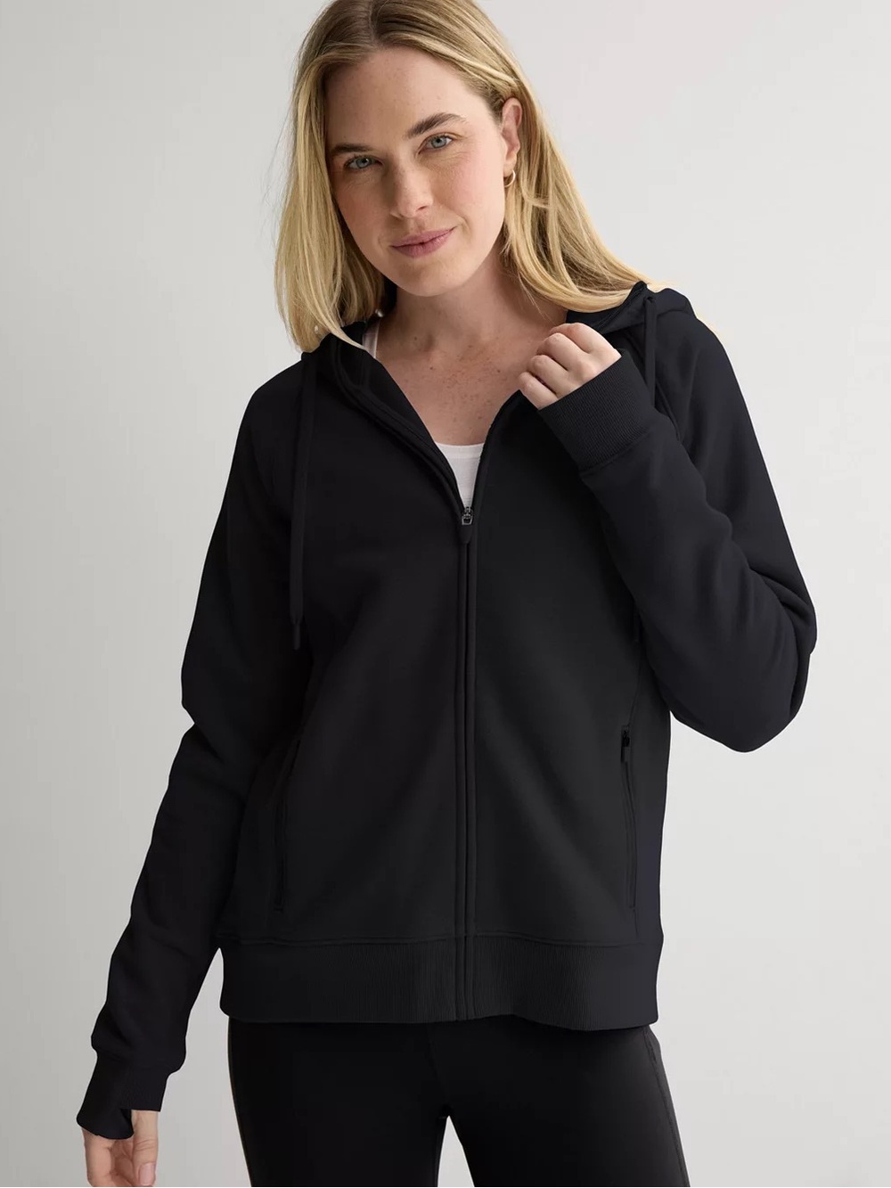 tek gear black fleece zip up hoodie